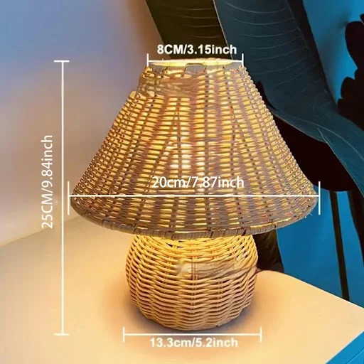Title 2, Bohemian Style Mushroom Table Lamp, Creative Wo...