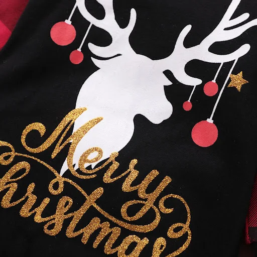 Title 5, Macacão xadrez vermelho de Natal Santas Elk pa...