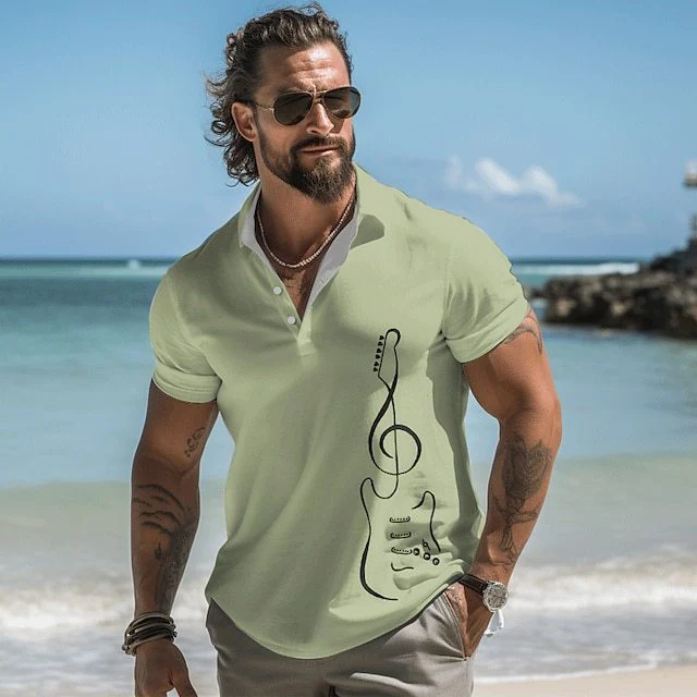 Men's Printed Polo Shirt Button Short Sleeve. Comfortable, stylish, and perfect for everyday wear. A versatile wardrobe — photo 10