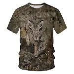 Camiseta masculina de manga curta com estampa de animais camuflados da selva. Perfeita para esportes ao ar livre e uso casual. Confortável e estilosa. — foto 6