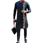 Men's Printed Long-sleeved Top Trousers African Suit for style and comfort. Perfect for special events and everyday wear — photo 2