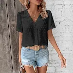 Women's V-neck Solid Color Lace Shirt, a versatile and elegant top perfect for creating a stylish and sophisticated look — photo 9