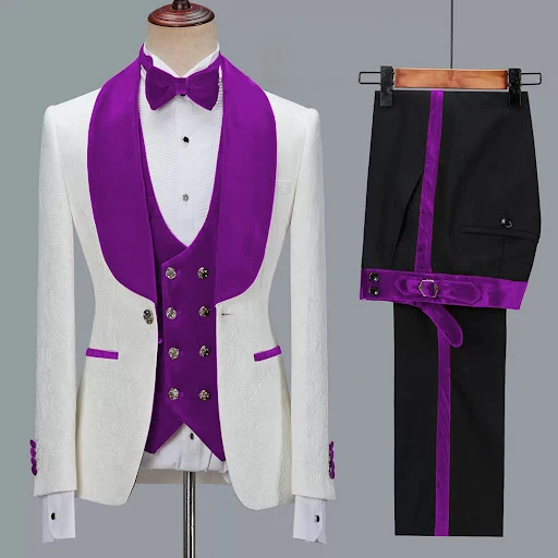 Title 2, Terno Jacquard Casual Masculino Três Peças Conf...