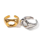 Anel Aberto de Aço Inoxidável Dourado 18K para Mulher, Antidesbotamento, Elegância Duradoura e Design Moderno. — foto 3