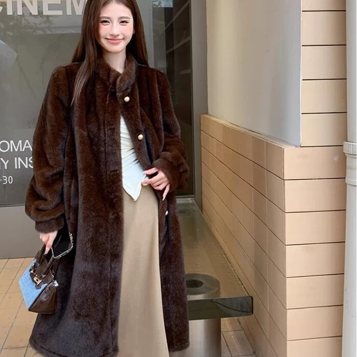 Mid-ancient Long Mink Environmental Protection Purple Velvet Whole Mink Marten Overcoat delivers exceptional warmth and — photo 4