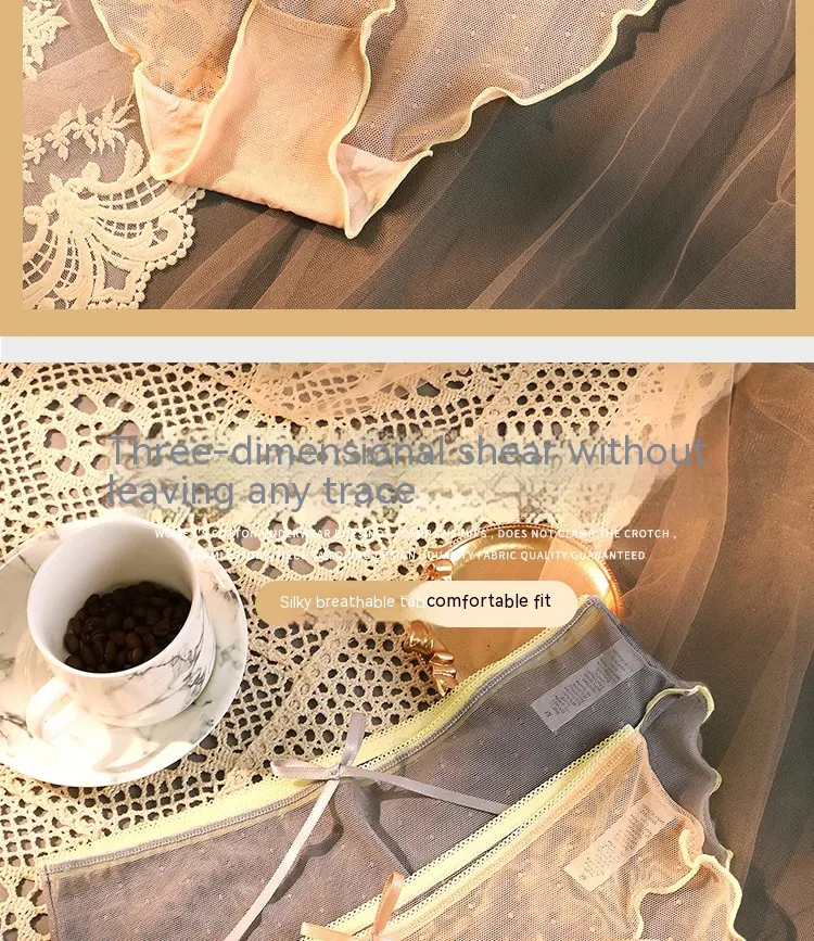 Transparante kanten slip met strik en ruches, klassiek model, voor een sexy en comfortabel gevoel, verleidelijk en elegant voor dagelijks gebruik. — foto 20