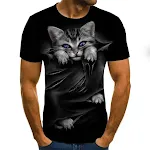 T-shirt da uomo con stampa digitale 3D di gatto animale, maniche corte, stile unico e confortevole, perfetto per un look casual e alla moda. — foto 8