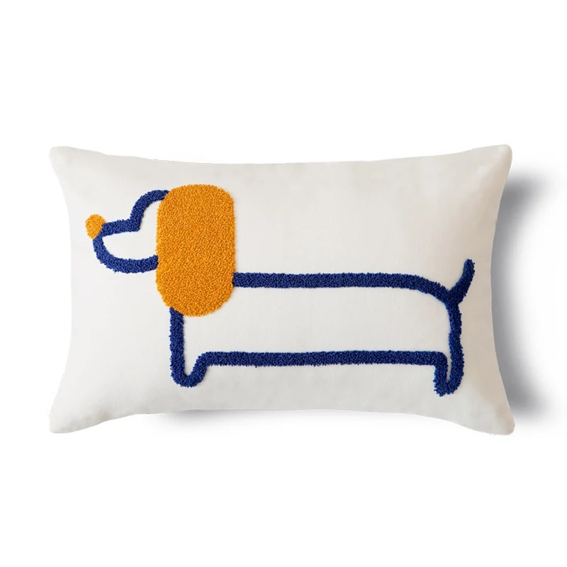 Modern minimalist dog pillow cover with original embroidery design, wind animal cute sofa children, a charming addition — photo 3