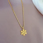 Colar feminino de foguete de neve flutuante minimalista em ouro real, delicado e elegante, perfeito para um toque sofisticado. — foto 8