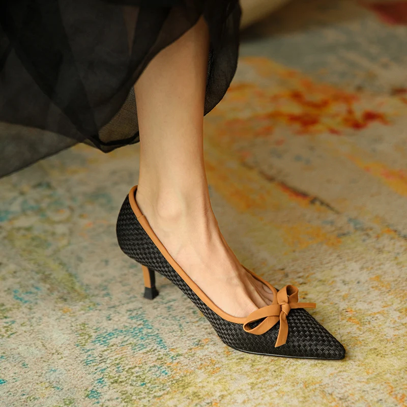 Title 4, Zapatos de tacón alto de cuero para mujer, nuev...