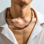 Colar boêmio masculino com contas de madeira e costura, um acessório estiloso e étnico, ideal para um visual casual e moderno, destaque seu estilo. — foto 16