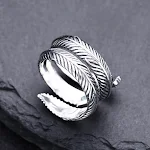 Ornamento Anel Folha Prata Esterlina 925 Retro. Design elegante e atemporal. Ideal para looks sofisticados. Um toque de natureza e beleza em suas mãos. — foto 3