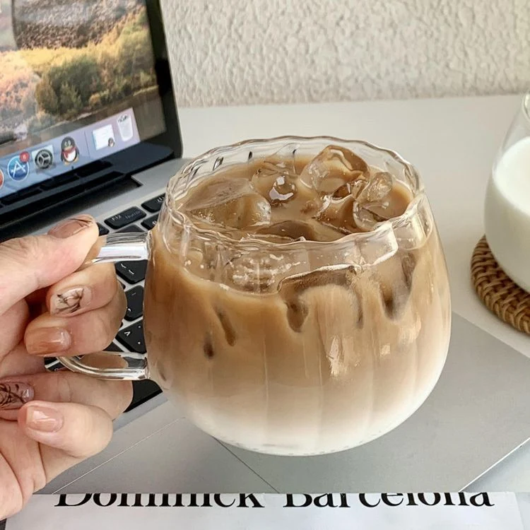 Borosilicate glass coffee cup with handle for office, household, and breakfast, perfect for milk, ideal for girls, styli — photo 3