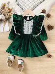 Kinder lange polyester jurk met lange mouwen, comfortabel en stijlvol voor meisjes. Perfect voor dagelijks gebruik en speciale gelegenheden, onderhoudsvriendelijk. — foto 14
