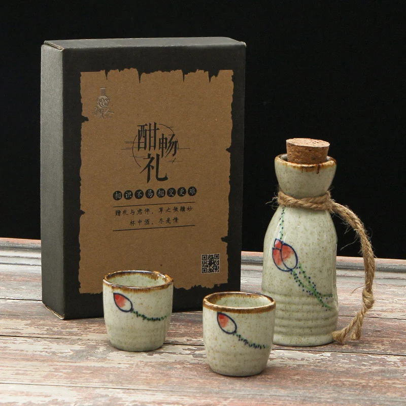 Japanese Retro Sake Wine Warmer Gift Box Set Hot Wine Shochu Pot Ceramic Wine Cup White Wine Household Wine Glass Set. — photo 31