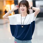T-shirt estivo coreano da donna taglia forte, maniche corte a pipistrello, vestibilità ampia, ideale per studentesse, top estivo da donna. — foto 1