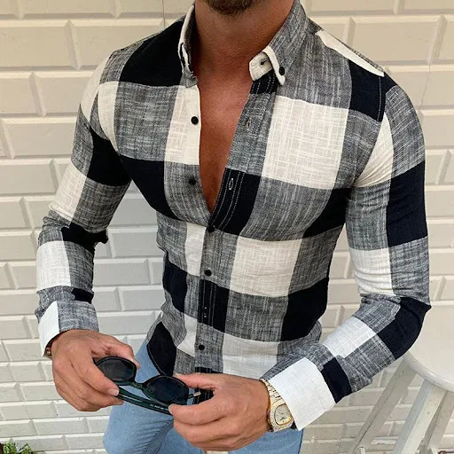 Title 5, European and American lapel button long sleeve ...