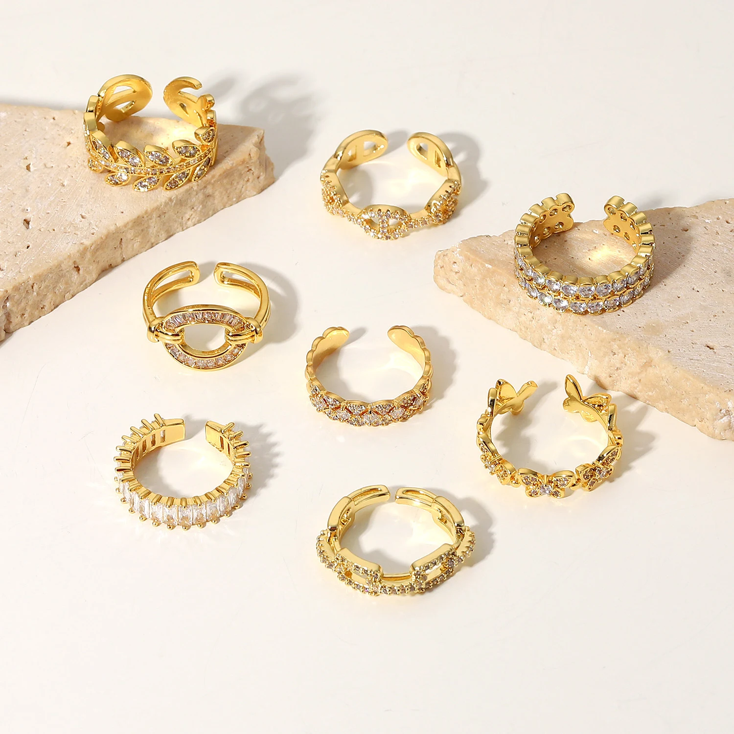 Anel de zircônia cúbica de cobre estilo INS europeu e americano, moda feminina elegante e brilhante, acessório perfeito para realçar seu visual. — foto 16