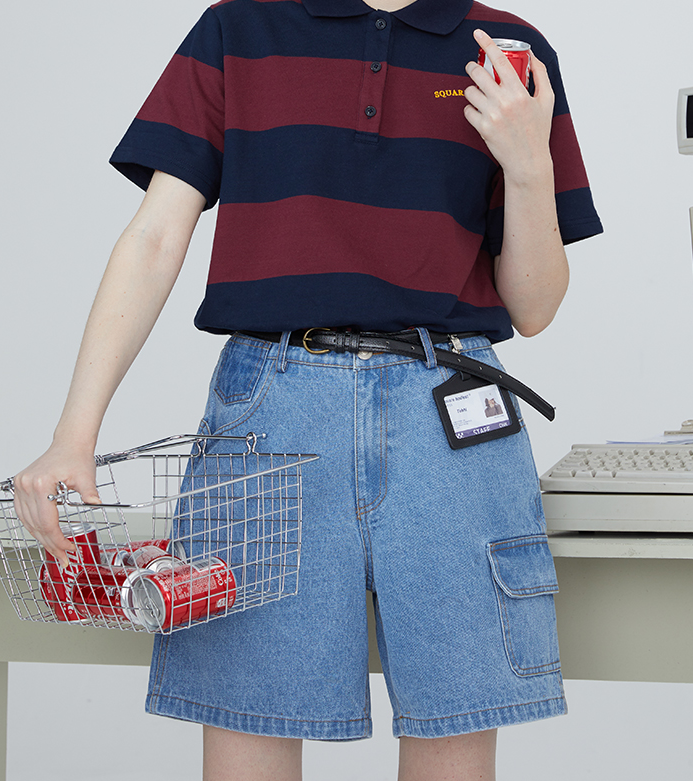 Pantaloncini in denim originali con tasche laterali, stile boyfriend retrò, vestibilità ampia da donna, comodi e alla moda. — foto 2