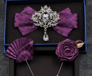 Koreaanse luxe vlinderdas voor bruidegom en bruidsjonkers, Britse stijl met bloemen, ideaal voor bruiloften en feesten. — foto 8