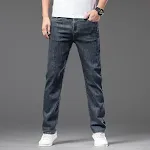 Heren casual stretch denim broek met half elastische tailleband. Comfortabele pasvorm en bewegingsvrijheid voor dagelijks gebruik. — foto 11