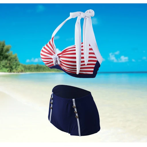 Title 7, Ladies split swimsuit, sexy striped bikini wit...