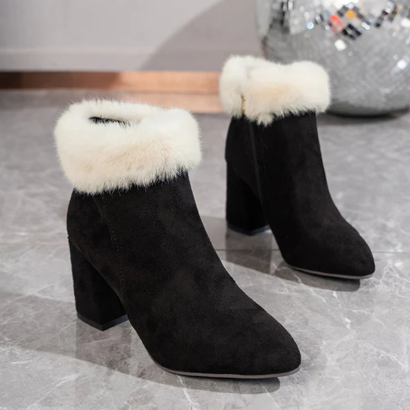Title 9, New Plaid Print Plush Ankle Boots Winter Fashio...