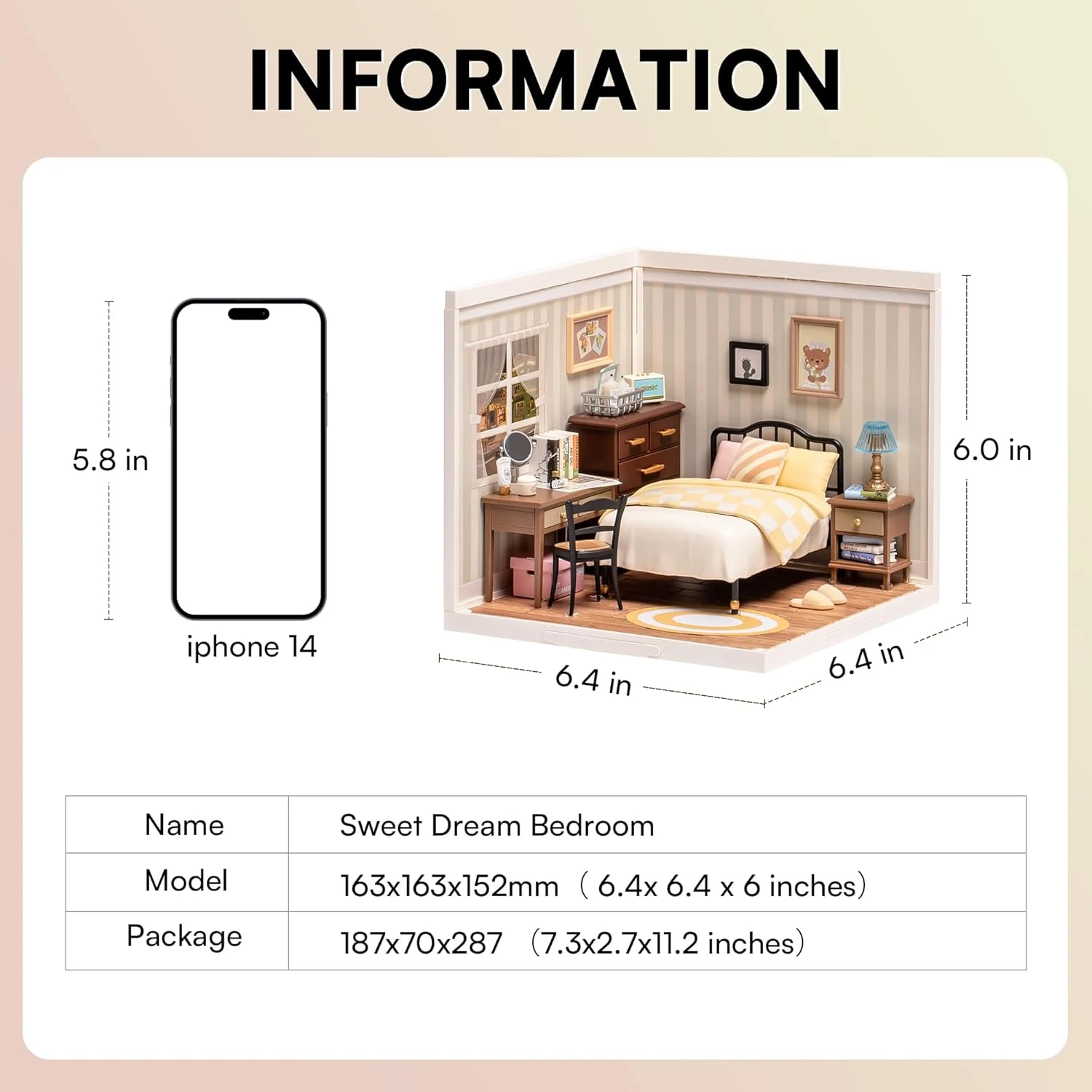 ROBOTIME Rolife Sweet Dream Bedroom Kit Casa em miniatura com móveis e acessórios. Crie um mundo de bonecas super charmoso. — foto 4