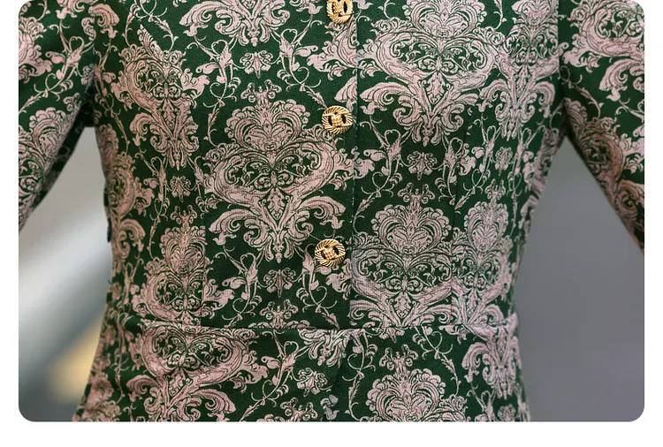 Title 2, Fake Two-piece Suit Collar Floral Stitching Dress