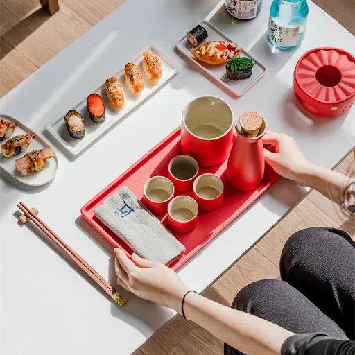 Title 6, Ceramic Red Wine Set Sake Jug. Serve wine and s...