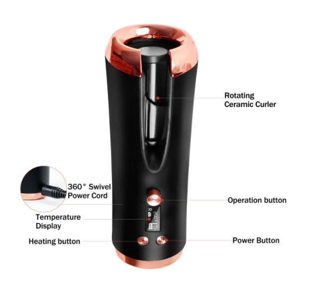 Title 5, Portable Automatic Curling Iron Wireless LCD, M...