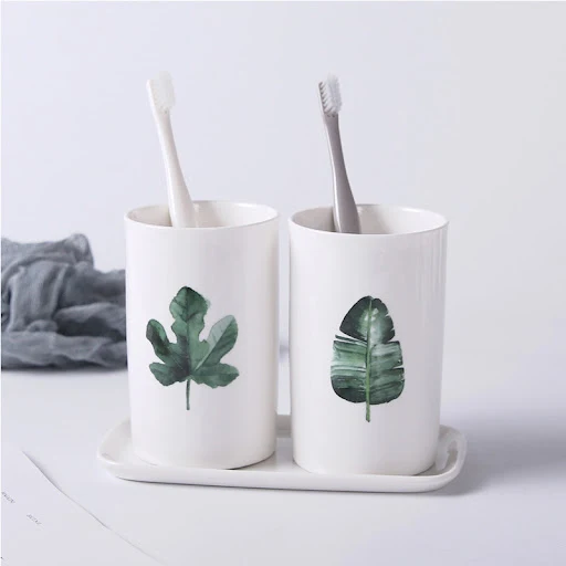 Title 9, Nordic Creative Ceramic Cup Green Plant Mouthwa...