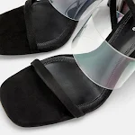 Women's mid-heel sandals featuring transparent thick heels, adorned with crystals, offering style and comfort for any oc — photo 4