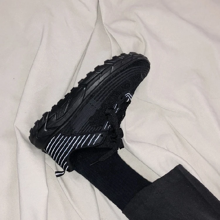Reflective design knit sports shoes for wild outdoor adventures. Comfortable old-school style footwear for active lifest — photo 3