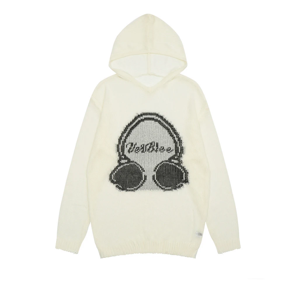 Moletom com capuz e fone de ouvido Jacquard de padrões personalizados para homens. Conforto, estilo e áudio incríveis. — foto 3