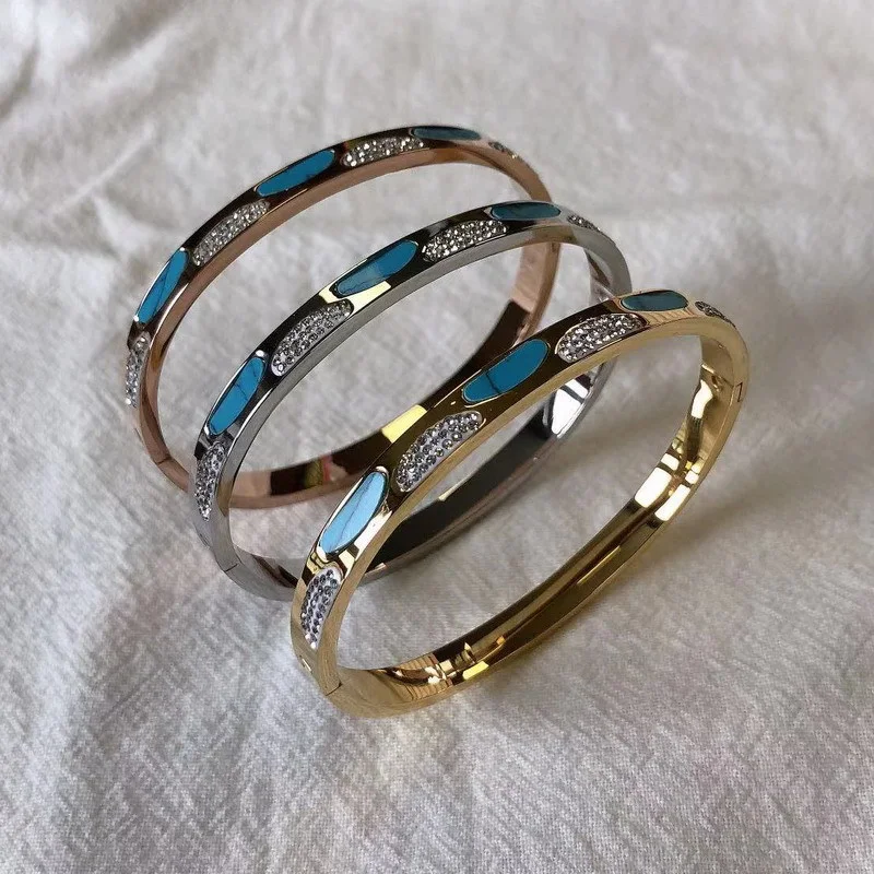 Title 2, Pulseira com fivela azul pavão de aço titânio c...