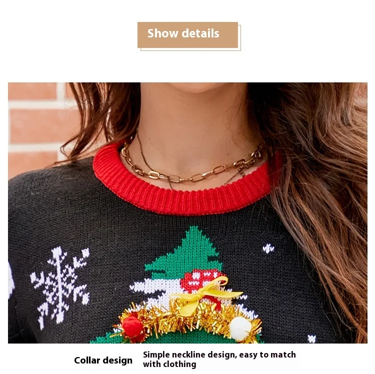 Title 22, Freizeit Rundhals Weihnachtspullover mit gestic...