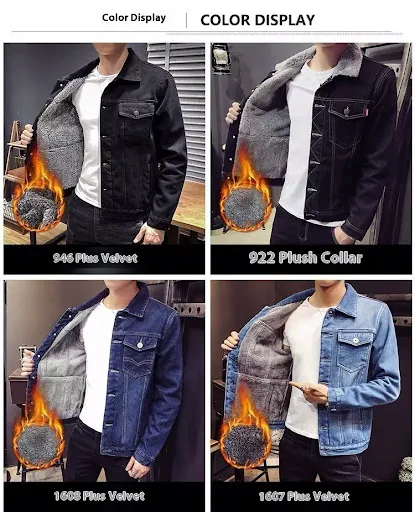 Title 4, Jaqueta Jeans Grossa Forrada com Fleece Masculi...