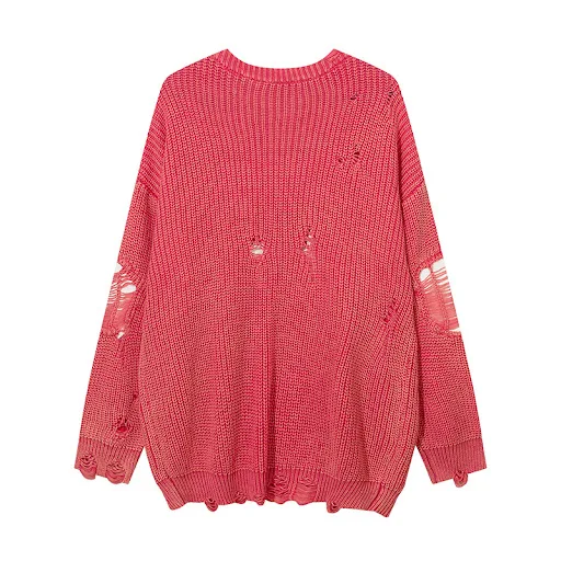 Title 6, Idle Style Ripped Washed Distressed Pullover Sw...