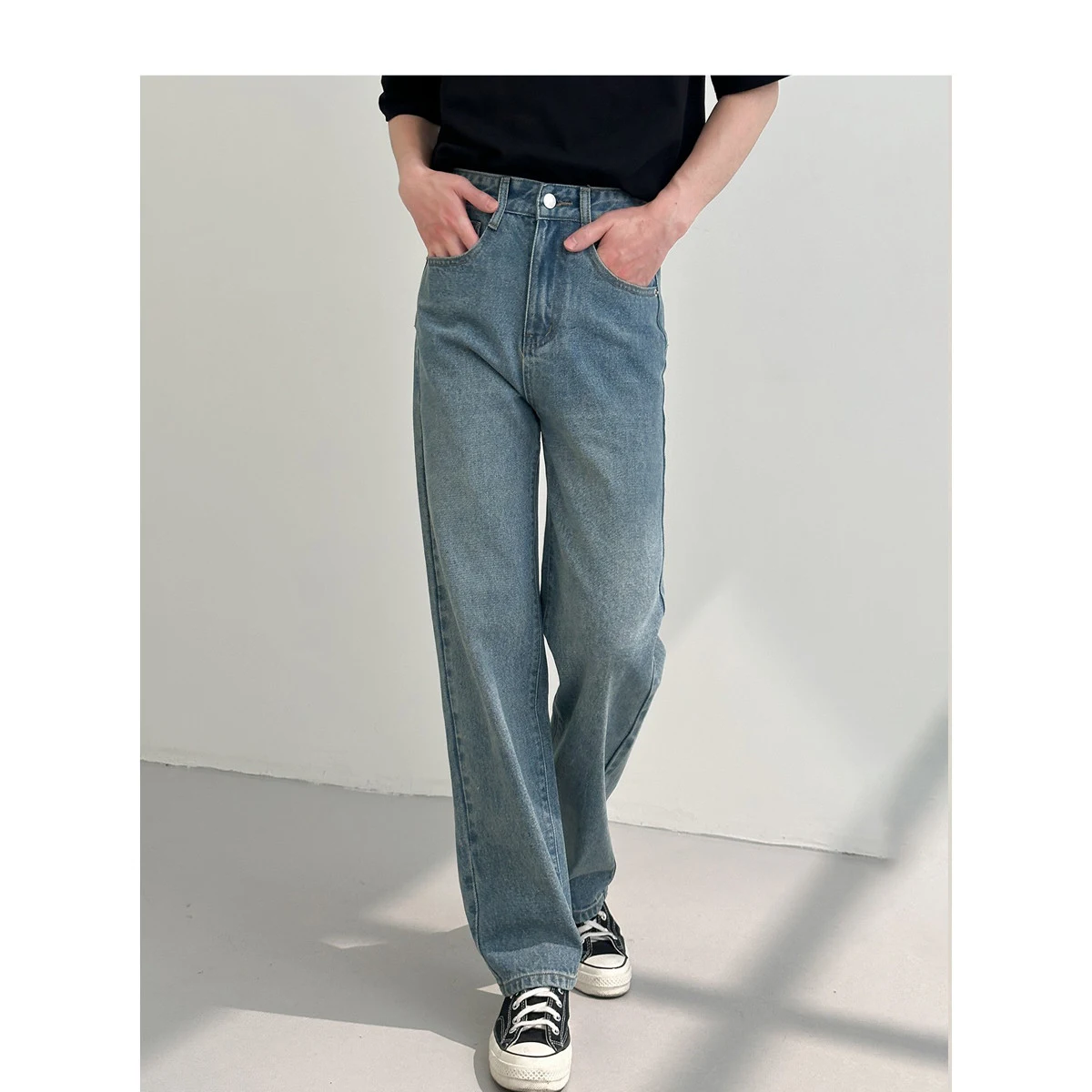 Title 1, Mens Fashion Loose And Versatile Straight Jean...