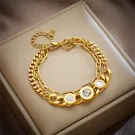 Pulseira de ouro com pingente multicamadas feminina. Elegância e sofisticação em um único acessório. Perfeita para realçar seu pulso. — foto 9