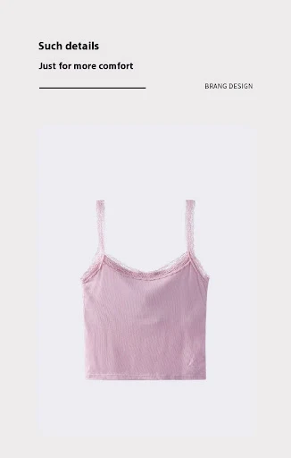 Title 7, Lace Spaghetti-strap Vest Slim-fit with Brassie...