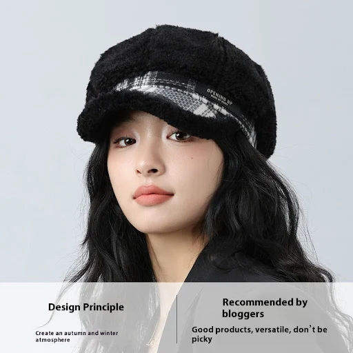 Title 2, Pluche achthoekige pet Zuid-Korea Warme baret G...