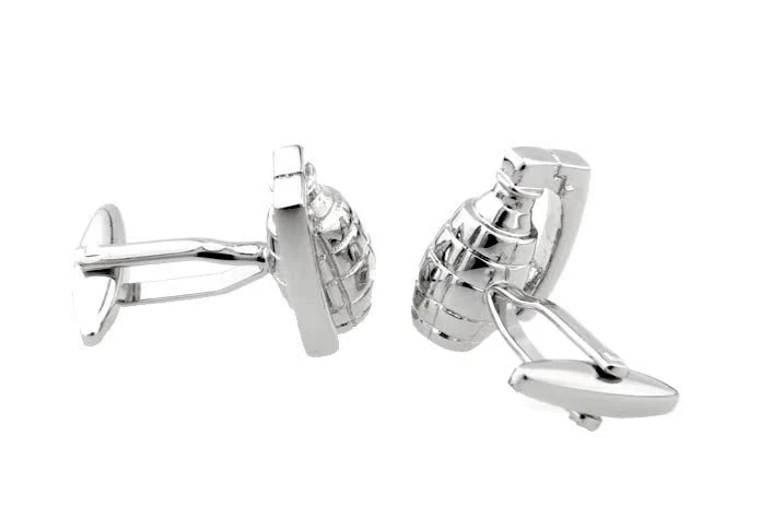 Military Series Silver Grenade Cufflinks for a bold statement. Unique men's shirt accessory. Stylish military design, a — photo 5