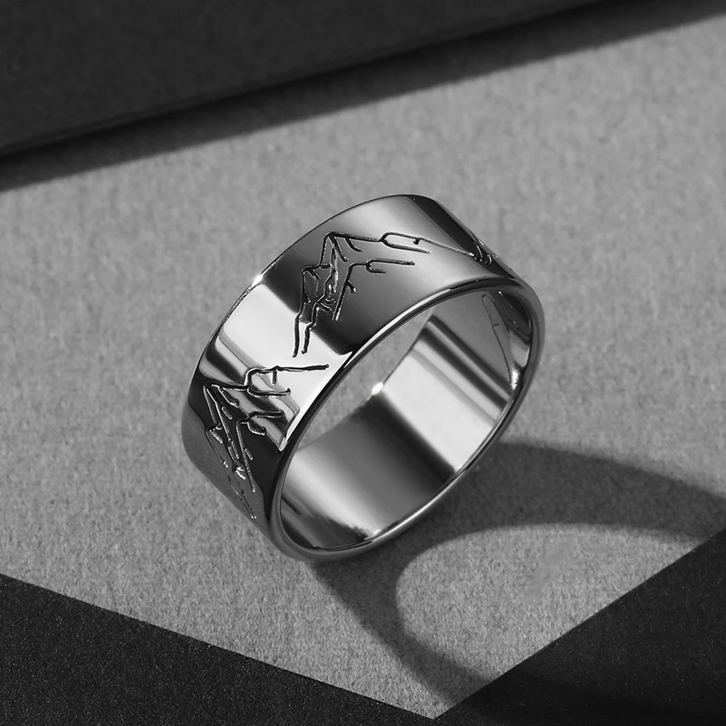 Anel de Montanha de Aço Inoxidável para Moda. Design Elegante e Resistente. Jóia Perfeita para Homens e Mulheres. Presente Ideal. — foto 4