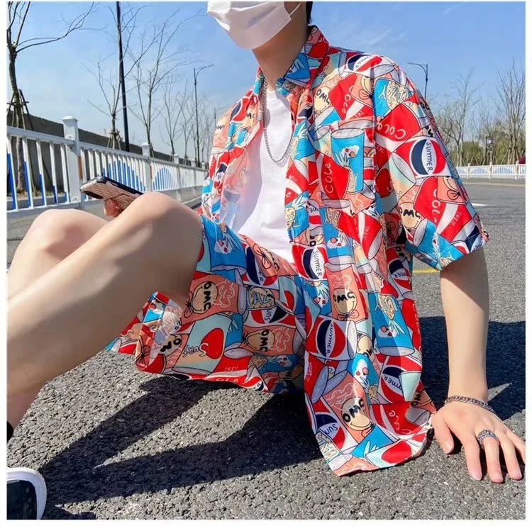 Title 9, Beach flower short sleeved mens shirt and shor...