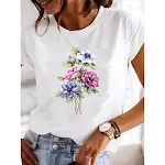 Women's Leopard Print Love Casual Retro Printed Plus Size Women's Clothing White T Short Sleeve Women — photo 24