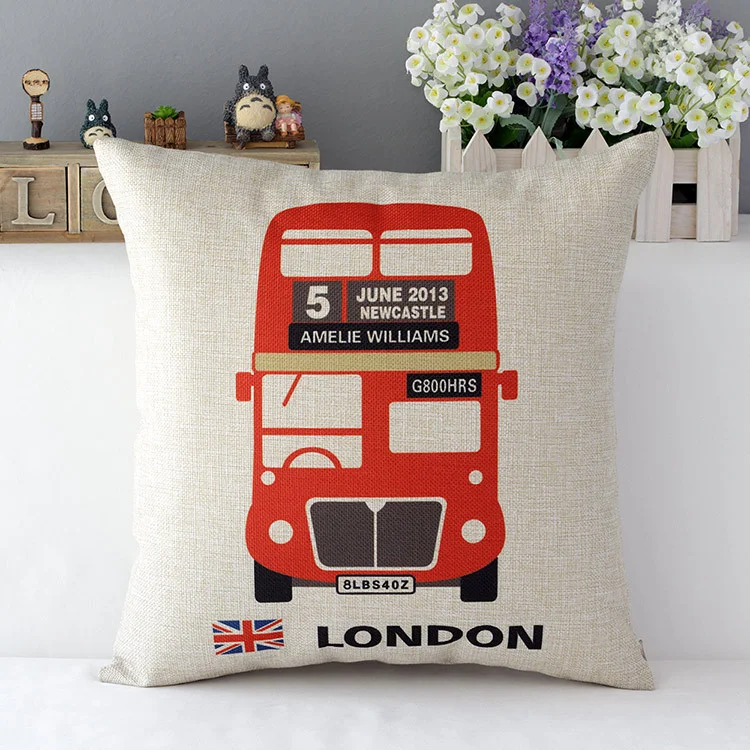 Title 4, Almofada de Sofá Retro Estilo Britânico para Sa...