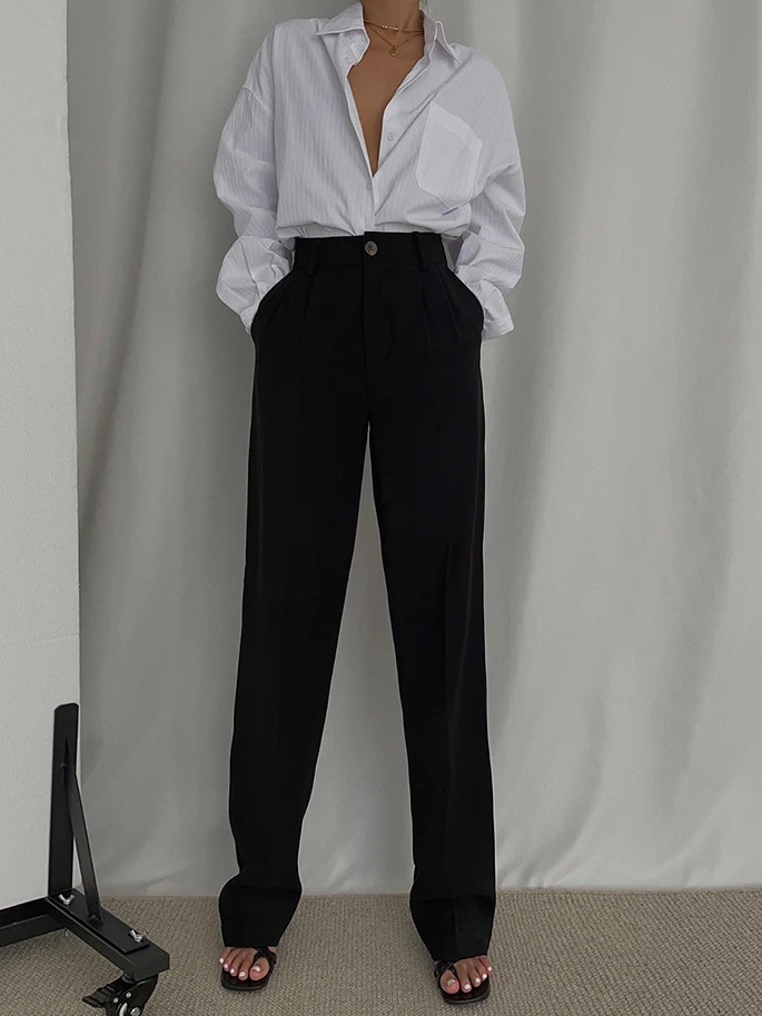 Wang Fried High Waist Loose Straight Drape Trousers, Thin and Long Legs, Mopping Pants for a Flowing, Comfortable Fit. — photo 3
