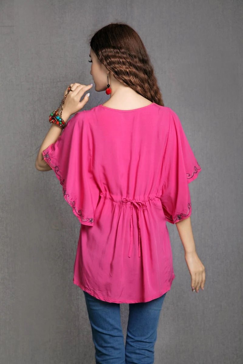 Title 11, Ladies Embroidered Loose Shirt Flared Sleeves